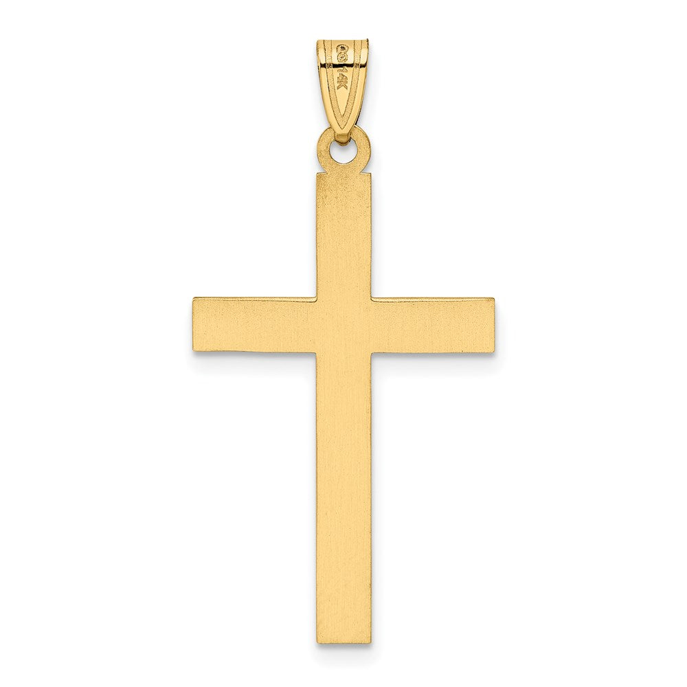 14k Yellow Gold 19 mm Solid Laser Etched Cross Pendant (1.21 grams)