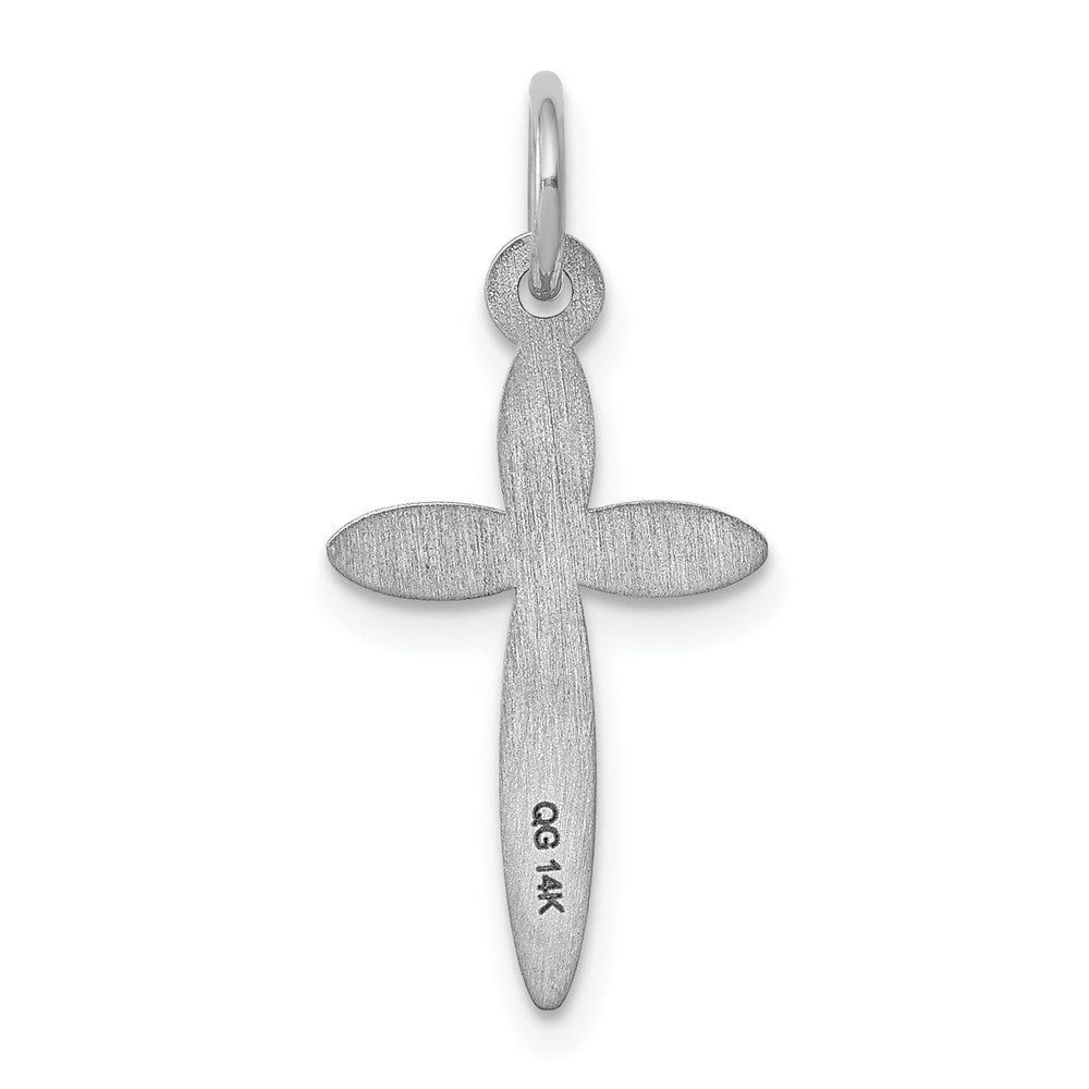 14k White Gold 11 mm  Laser Designed Cross Charm (0.51 grams)