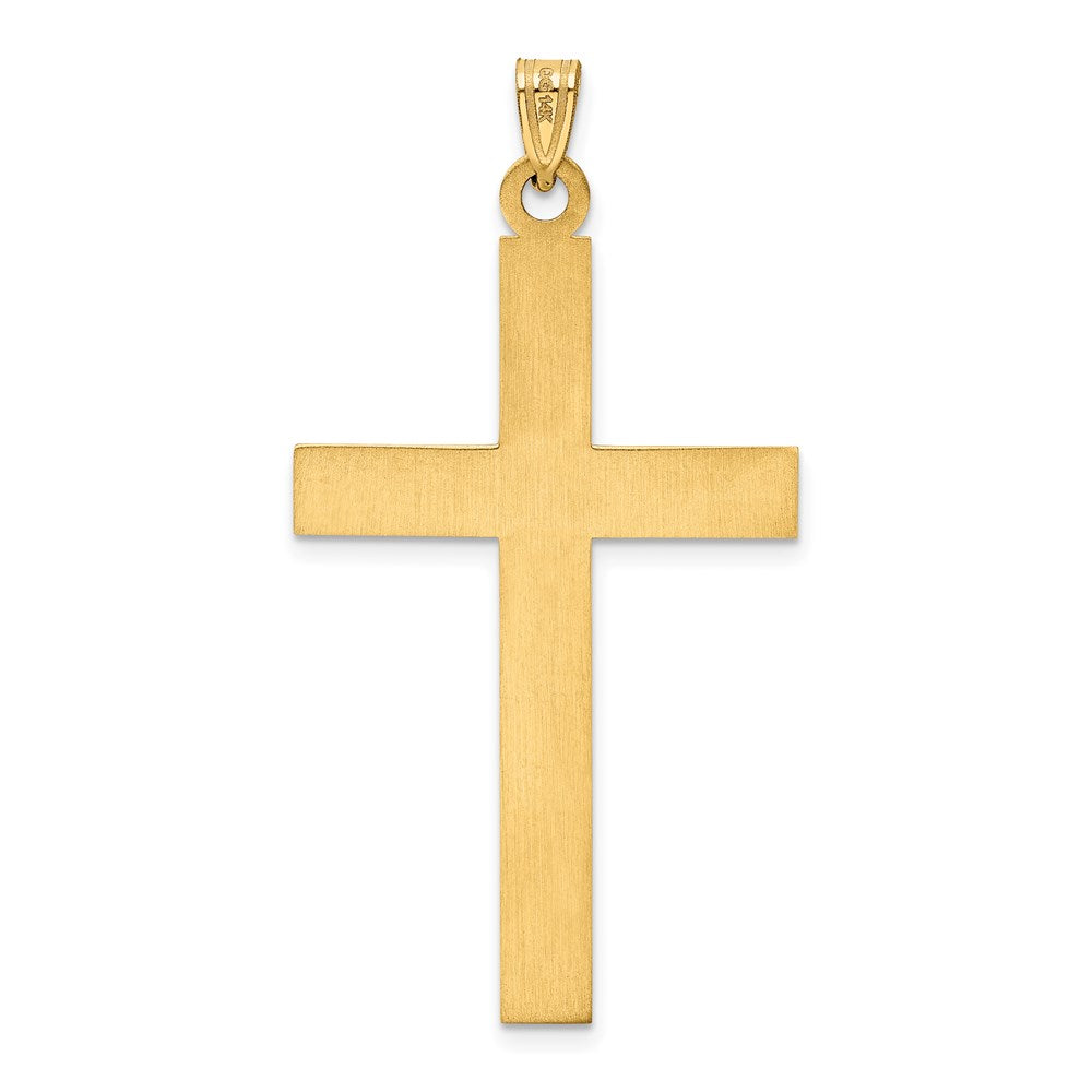 14k Yellow Gold 25 mm Solid Laser Etched Cross Pendant (2.38 grams)