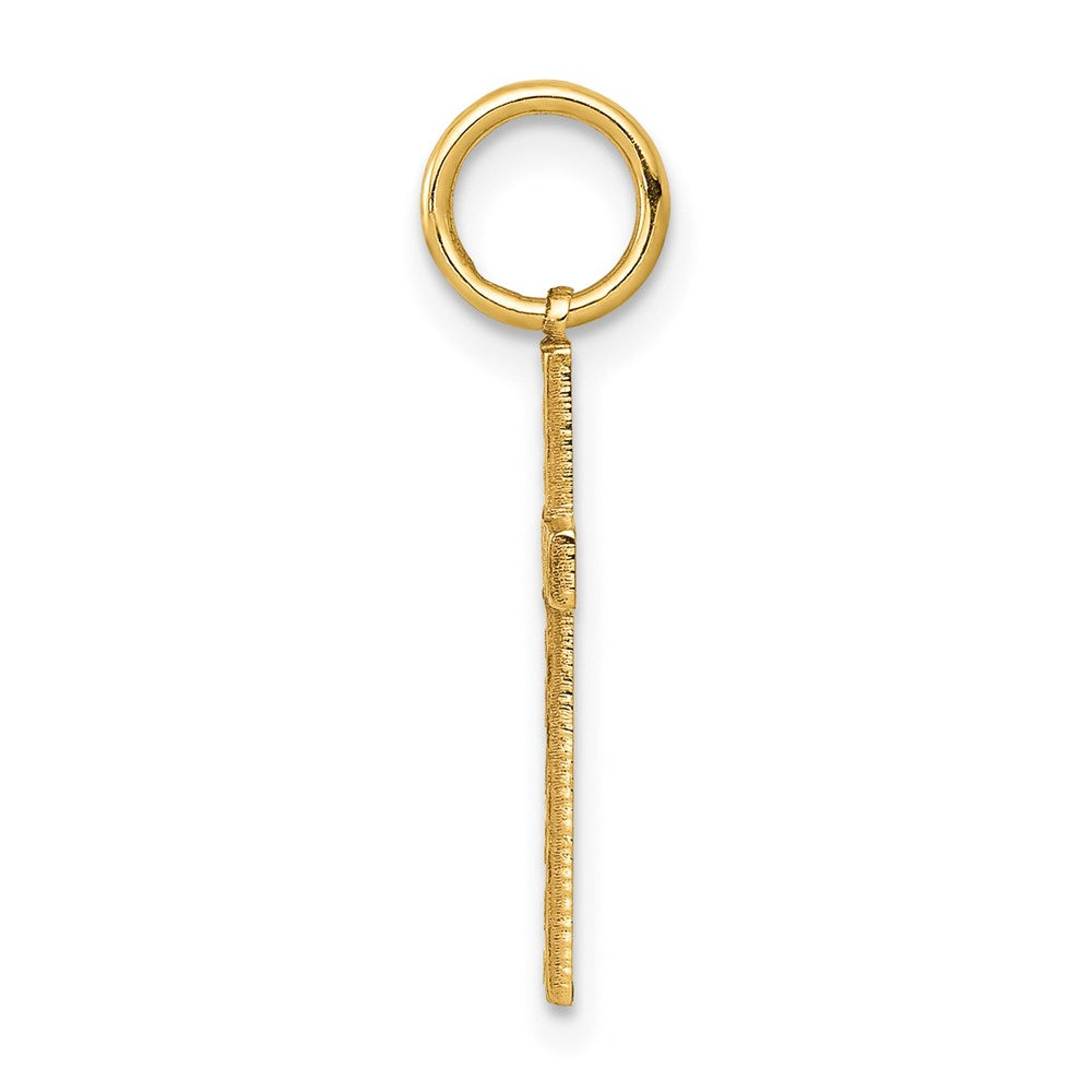 14k Yellow Gold 11 mm Laser Designed Cross Charm (0.64 grams)