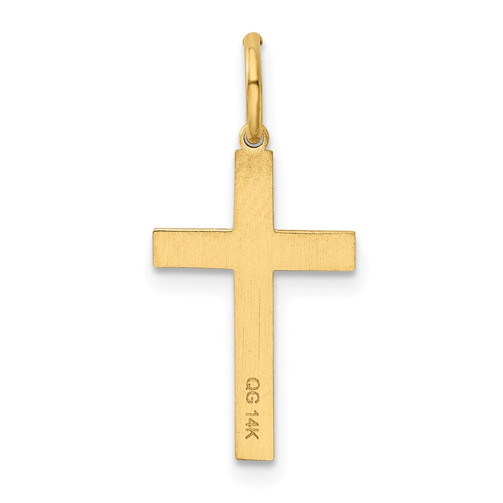 14k Yellow Gold 11 mm Laser Designed Cross Charm (0.64 grams)