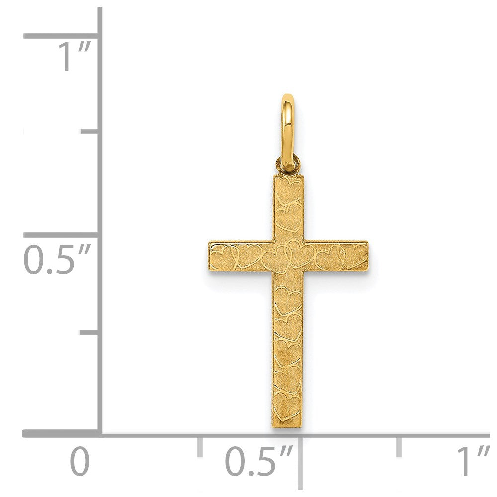 14k Yellow Gold 11 mm Laser Designed Cross Charm (0.64 grams)