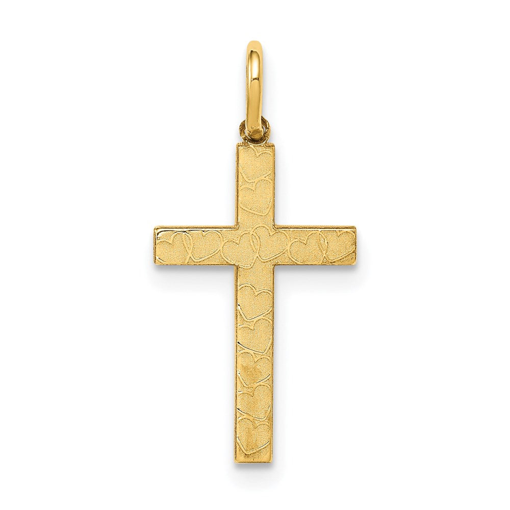14k Yellow Gold 11 mm Laser Designed Cross Charm (0.64 grams)