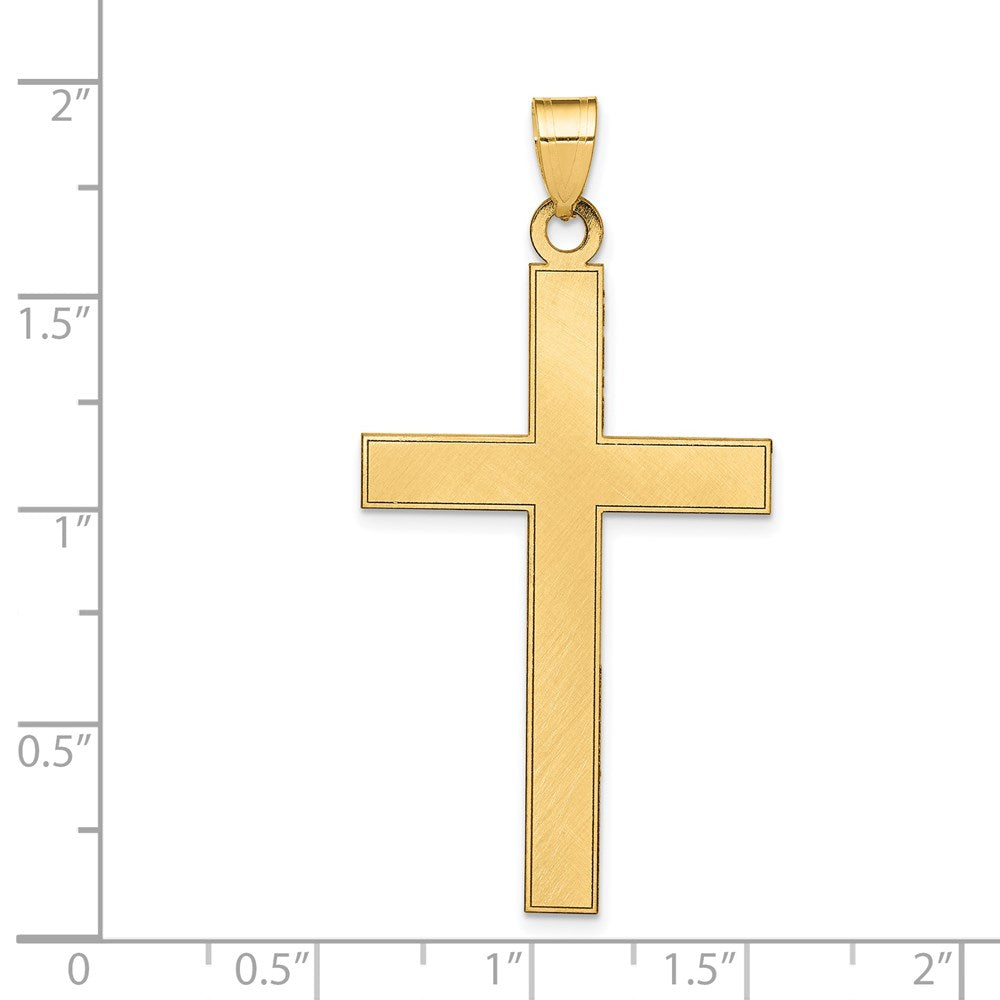 14k Yellow Gold 25 mm Florentine Satin Cross Pendant (2.41 grams)