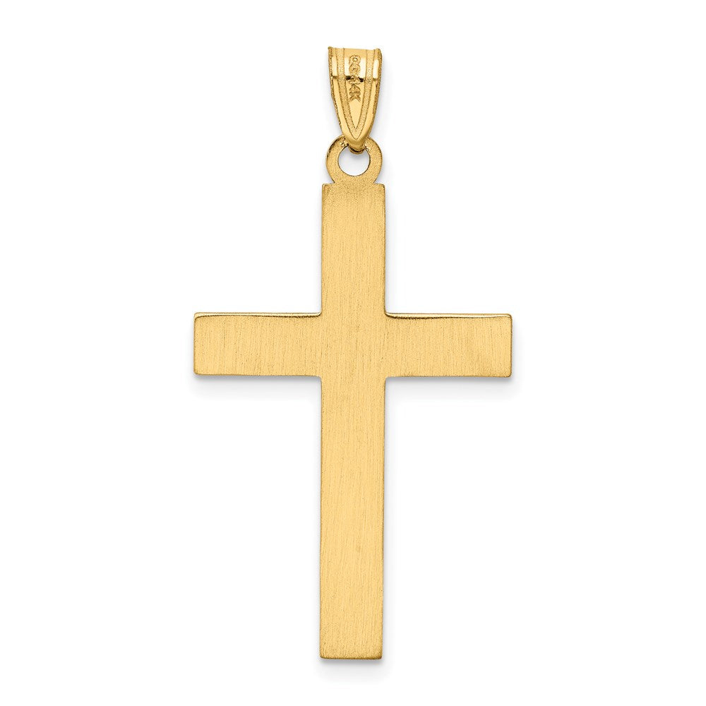 14k Yellow Gold 19 mm Solid Laser Etched Cross Pendant (1.2 grams)