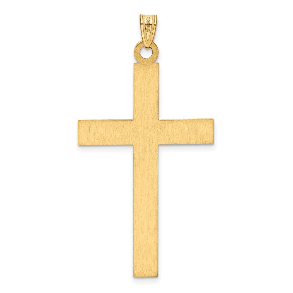 14k Yellow Gold 26 mm Solid Laser Etched Cross Pendant (2.35 grams)