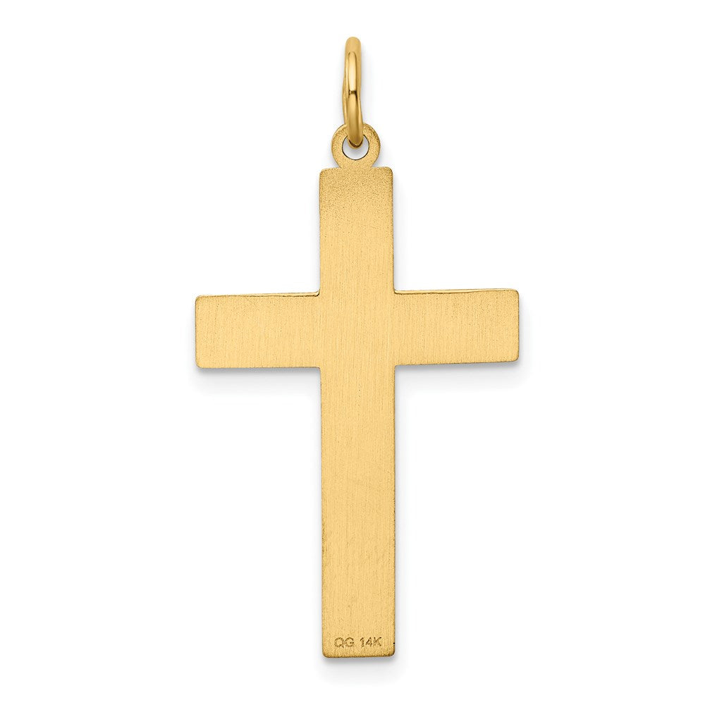 14k Yellow Gold 17 mm Laser Designed Ichthus Cross Pendant (1.3 grams)