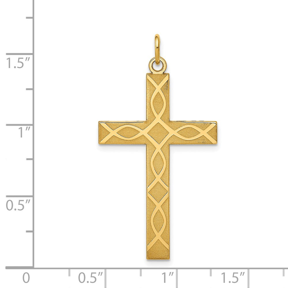 14k Yellow Gold 21 mm Laser Designed Cross Pendant (1.73 grams)