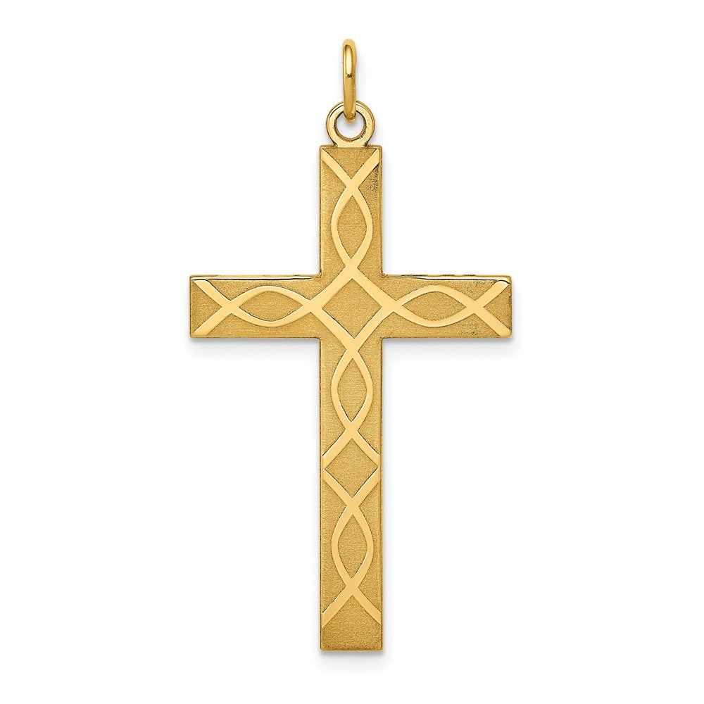 14k Yellow Gold 21 mm Laser Designed Cross Pendant (1.73 grams)
