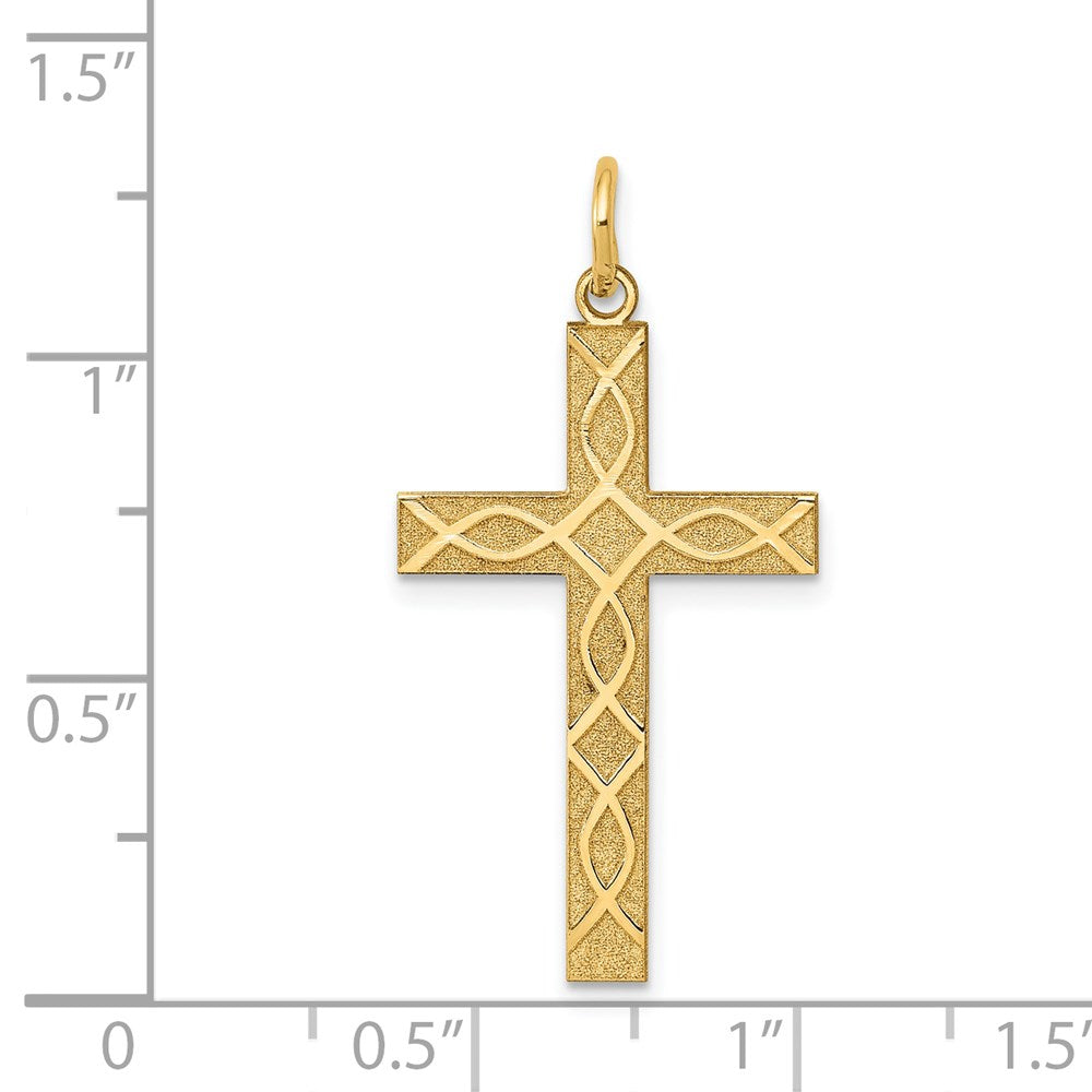 14k Yellow Gold 16 mm Laser Designed Cross Pendant (1.1 grams)