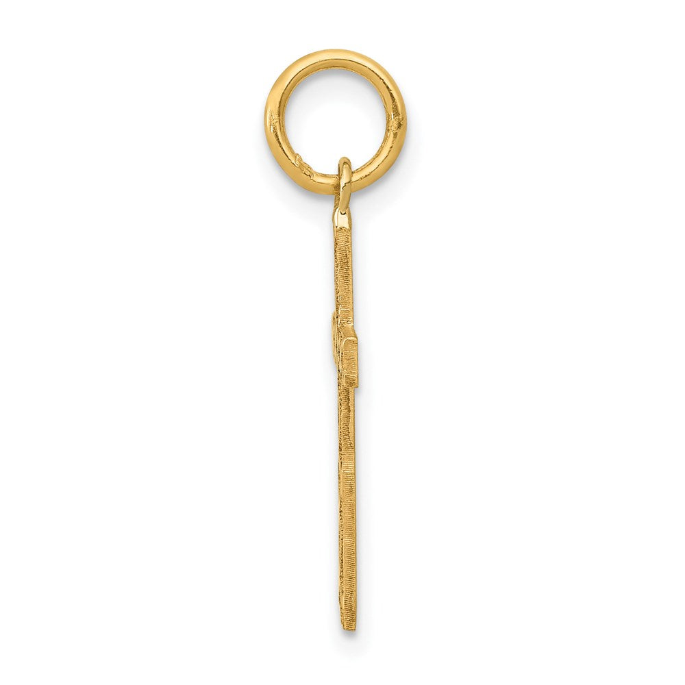 14k Yellow Gold 10 mm Laser Designed Cross Charm (0.48 grams)