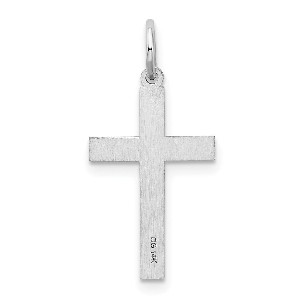 14k White Gold 11 mm  Laser Designed Cross Charm (0.58 grams)