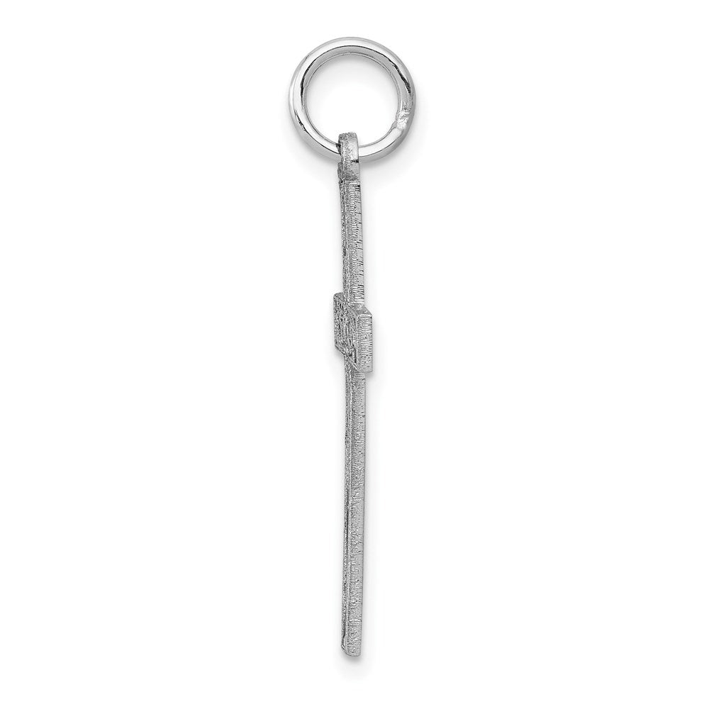 14k White Gold 13 mm  Laser Designed Cross Charm (0.84 grams)
