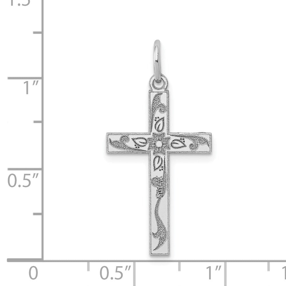 14k White Gold 13 mm  Laser Designed Cross Charm (0.84 grams)