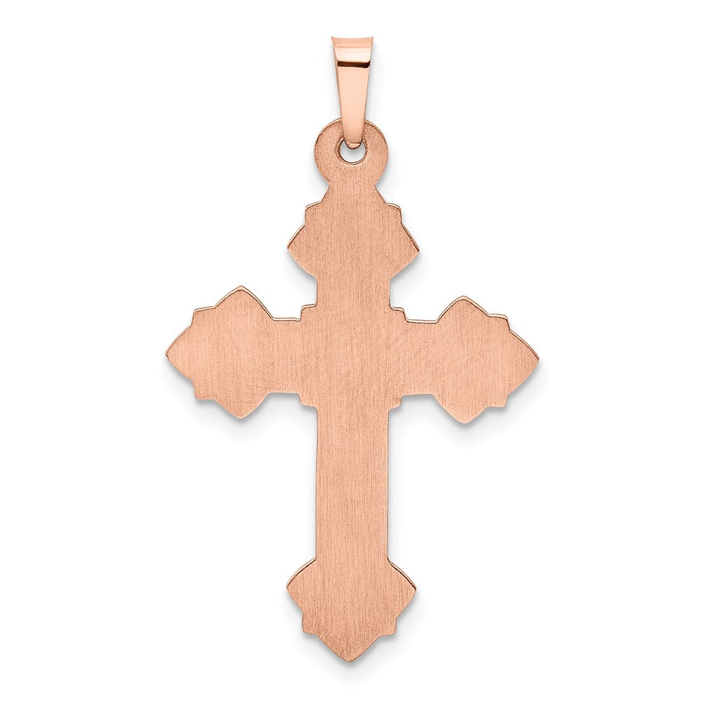 14k Rose Gold 20 mm Rose Gold Fleur de Lis Cross Pendant (1.17 grams)