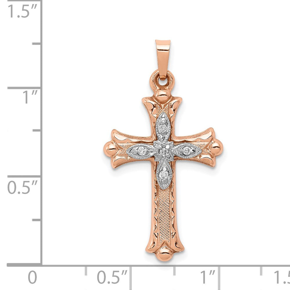 14k Two-tone 18 mm Diamond Cross Pendant (1.19 grams)