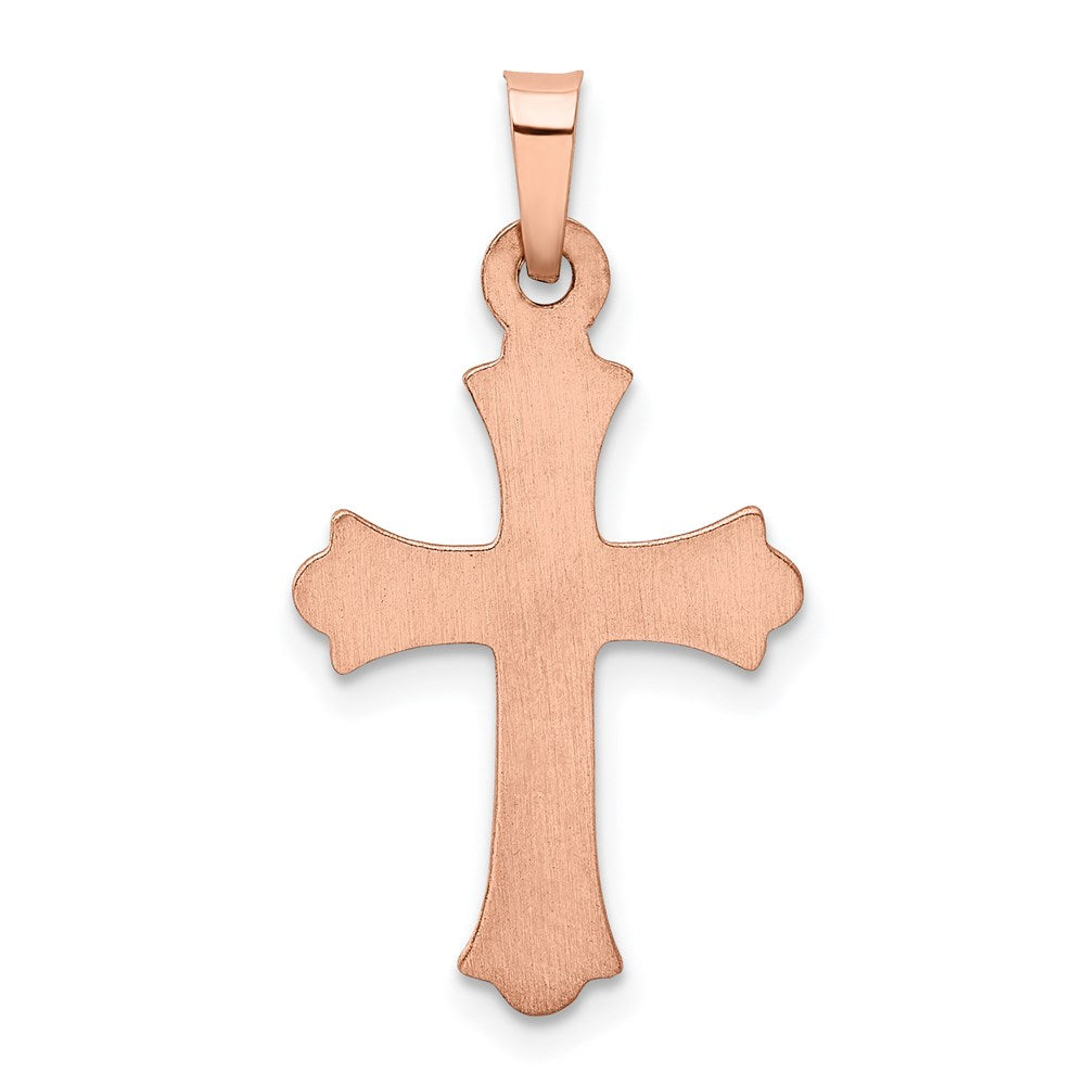 14k Rose Gold 14 mm Heart Hollow Cross Pendant (0.68 grams)