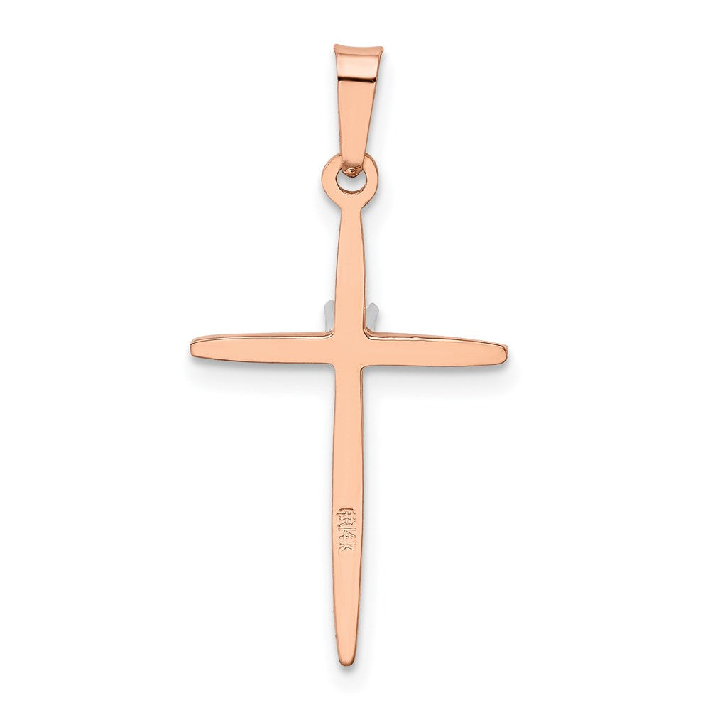 14k Rose Gold 15 mm Diamond Cross Pendant (0.88 grams)