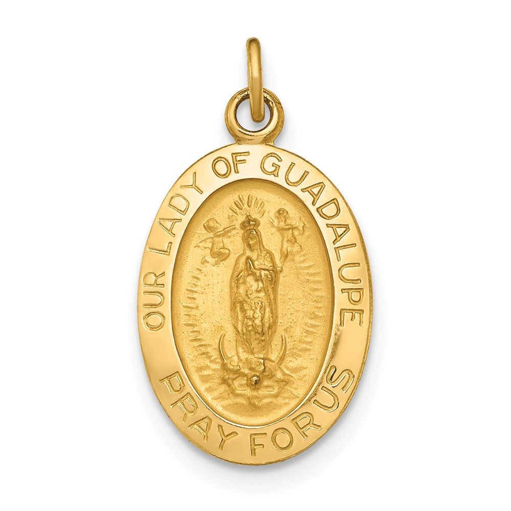 14k Yellow Gold 11 mm Polished and Satin Our Lady of Guadalupe Medal Pendant (0.88 grams)