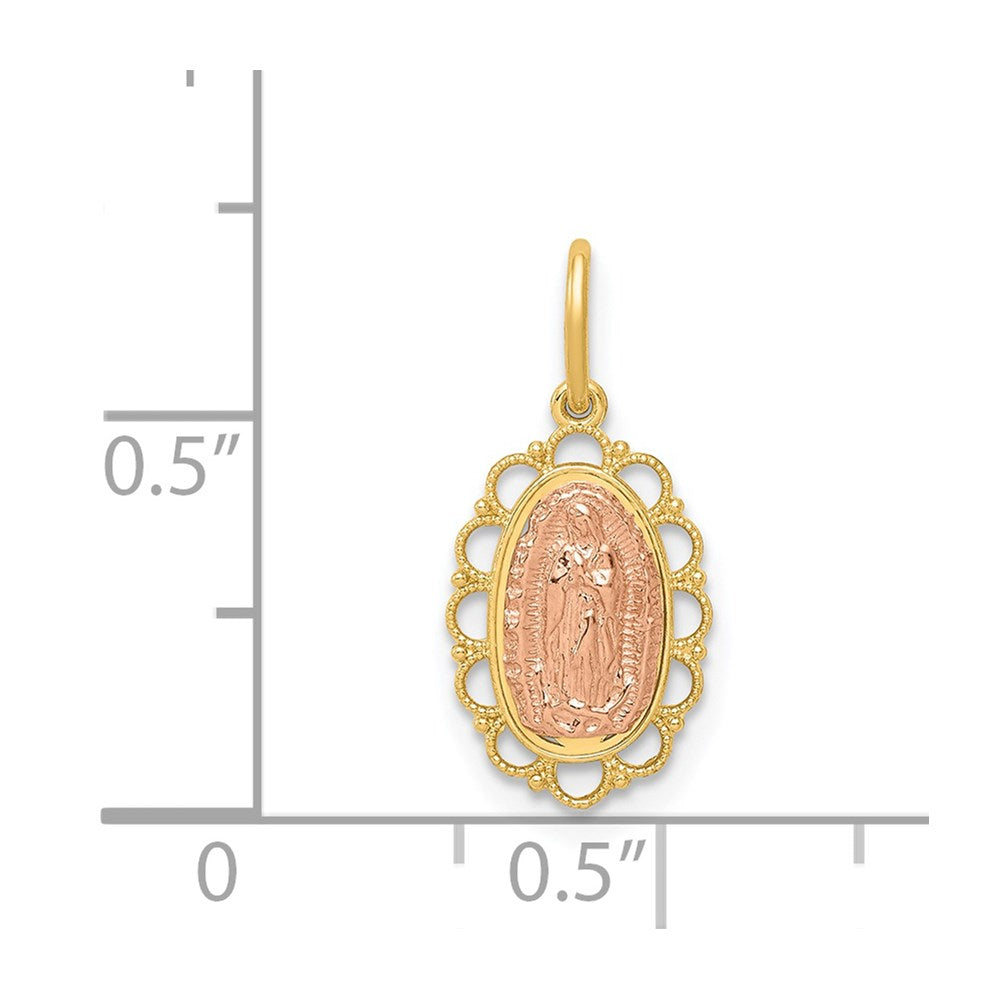 14k Two-tone 8.8 mm Guadalupe Pendant (0.52 grams)