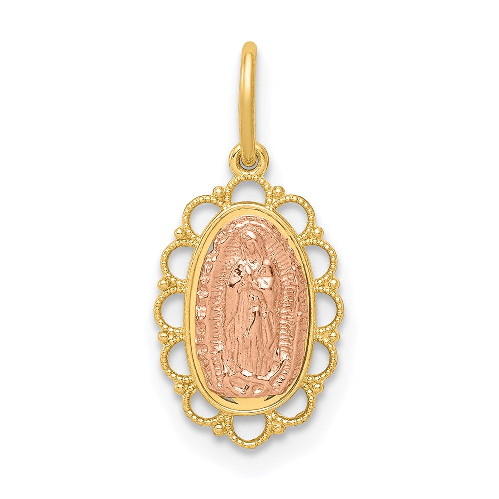 14k Two-tone 8.8 mm Guadalupe Pendant (0.52 grams)