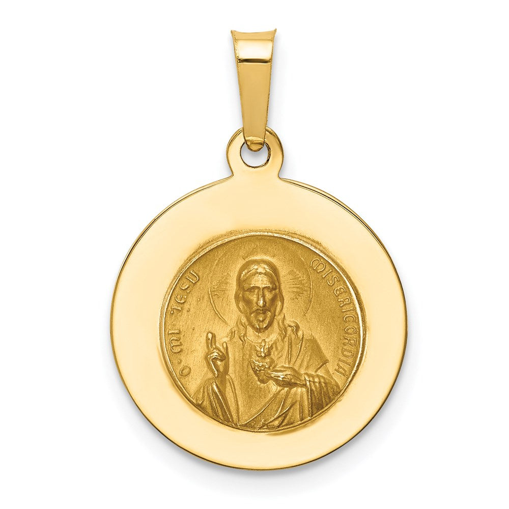 14k Yellow Gold 15.85 mm Queen Of The Holy Scapular Reversible Medal Hollow Pendant (0.88 grams)