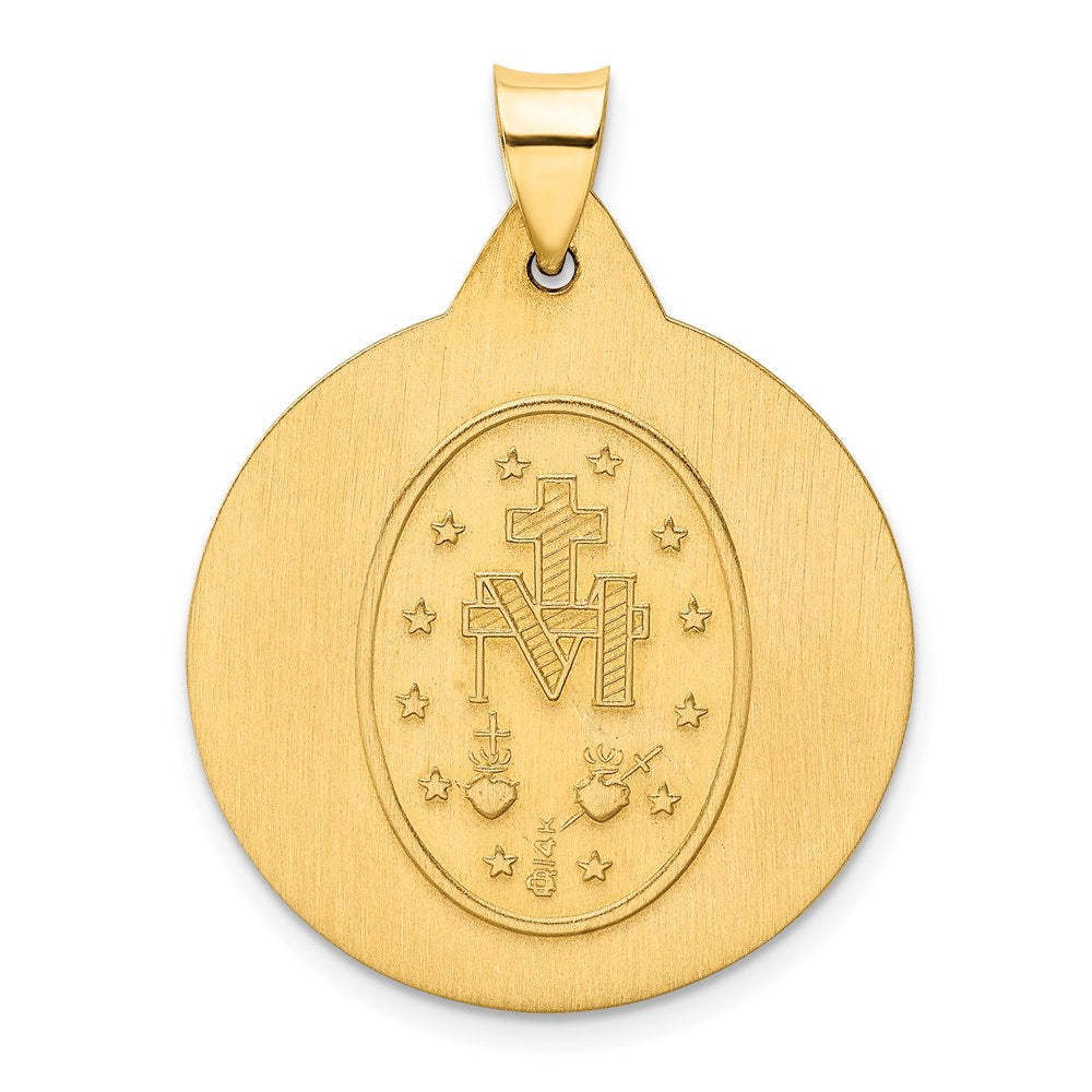 14k Yellow Gold 25 mm Polished and Satin Miraculous Medal Hollow Pendant (2.41 grams)