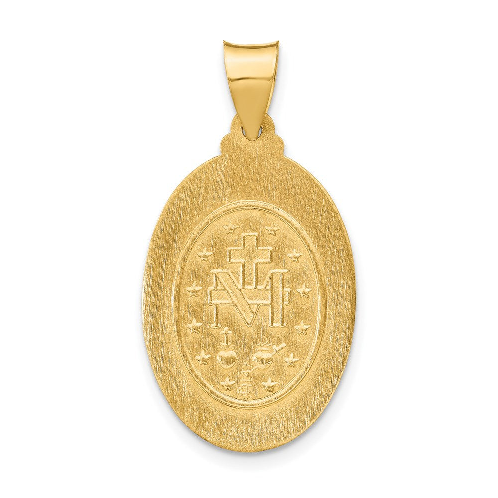 14k Yellow Gold 15.75 mm Polished and Satin Miraculous Medal Hollow Pendant (1.35 grams)