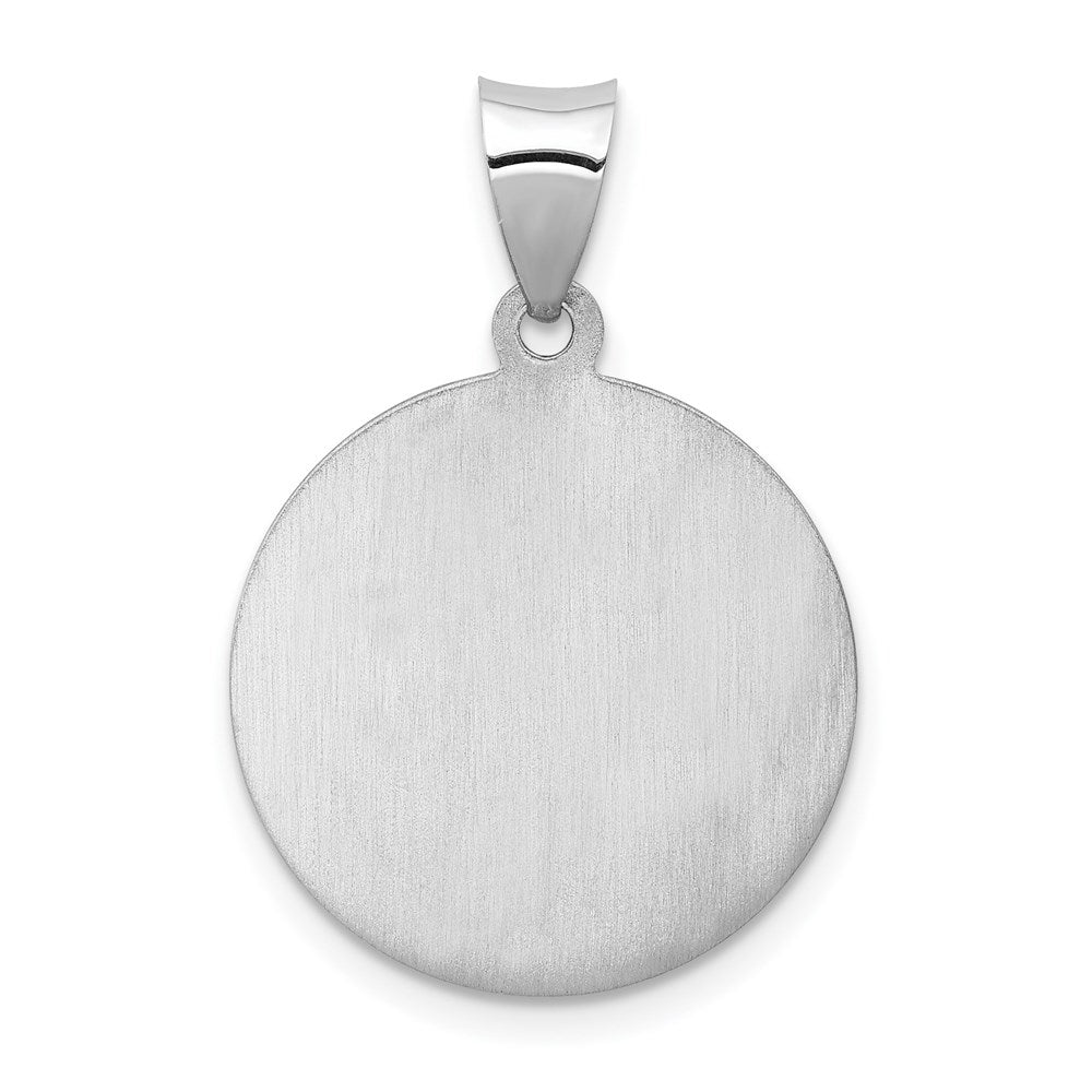 14k White Gold 18.5 mm  Our Guardian Angel Medal Hollow Pendant