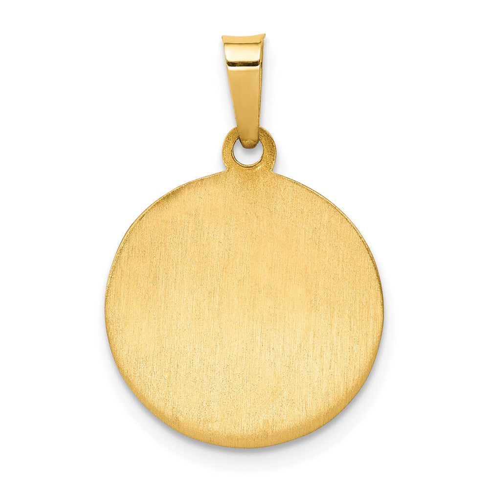 14k Yellow Gold 15.5 mm Polished and Satin St. Andrew Medal Hollow Pendant (0.88 grams)