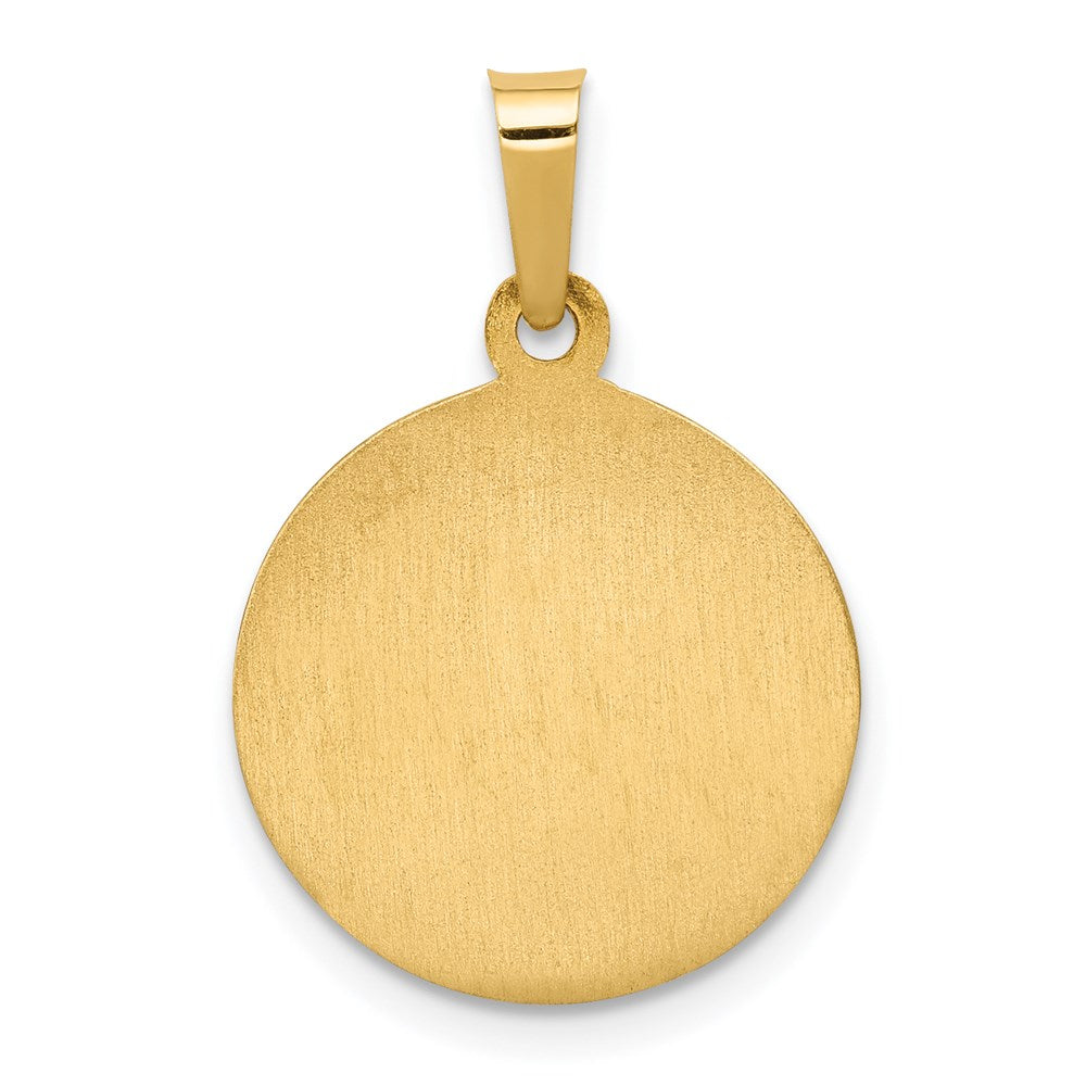 14k Yellow Gold 15.5 mm Polished and Satin St. Anne Medal Hollow Pendant (0.88 grams)