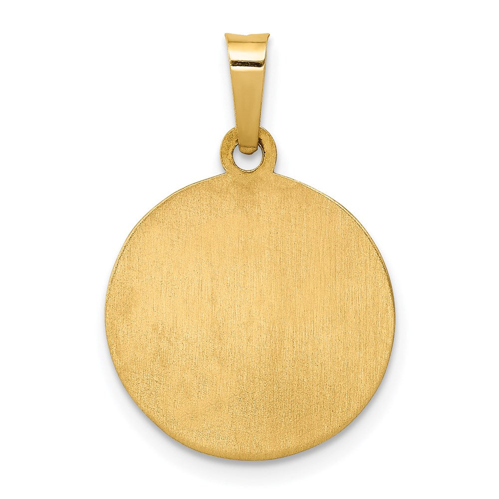 14k Yellow Gold 14.9 mm Polished and Satin St. Anthony Medal Hollow Pendant (0.88 grams)