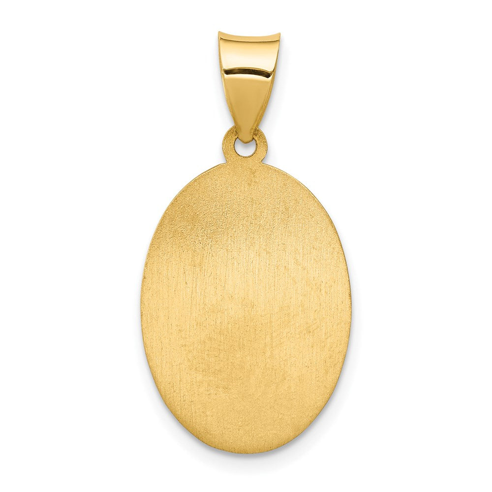 14k Yellow Gold 14.35 mm Polished and Satin St. Anthony Medal Hollow Pendant (1.3 grams)