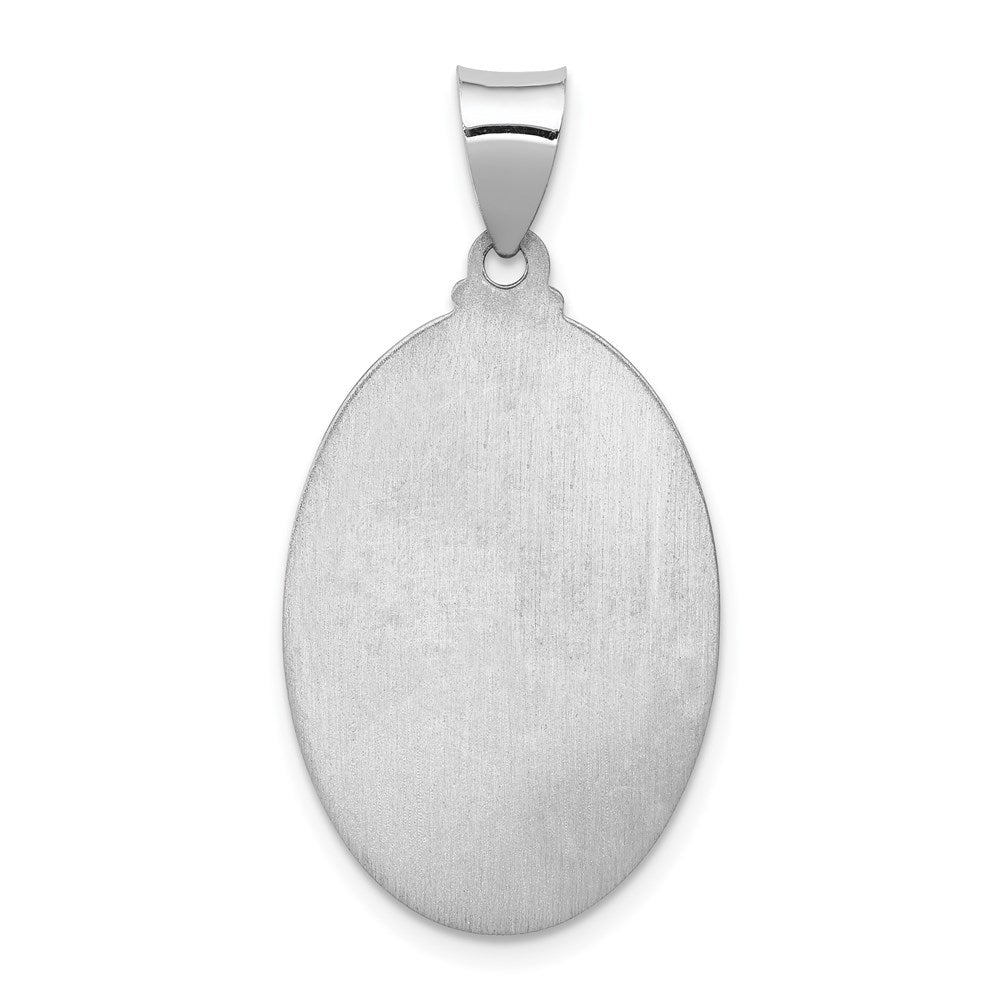 14k White Gold 17 mm Polished/Satin St. Anthony Medal Hollow Pendant (1.36 grams)