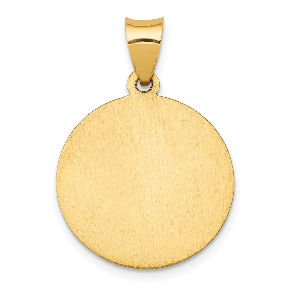 14k Yellow Gold 18.75 mm Polished and Satin St. Barbara Medal Hollow Pendant (1.3 grams)