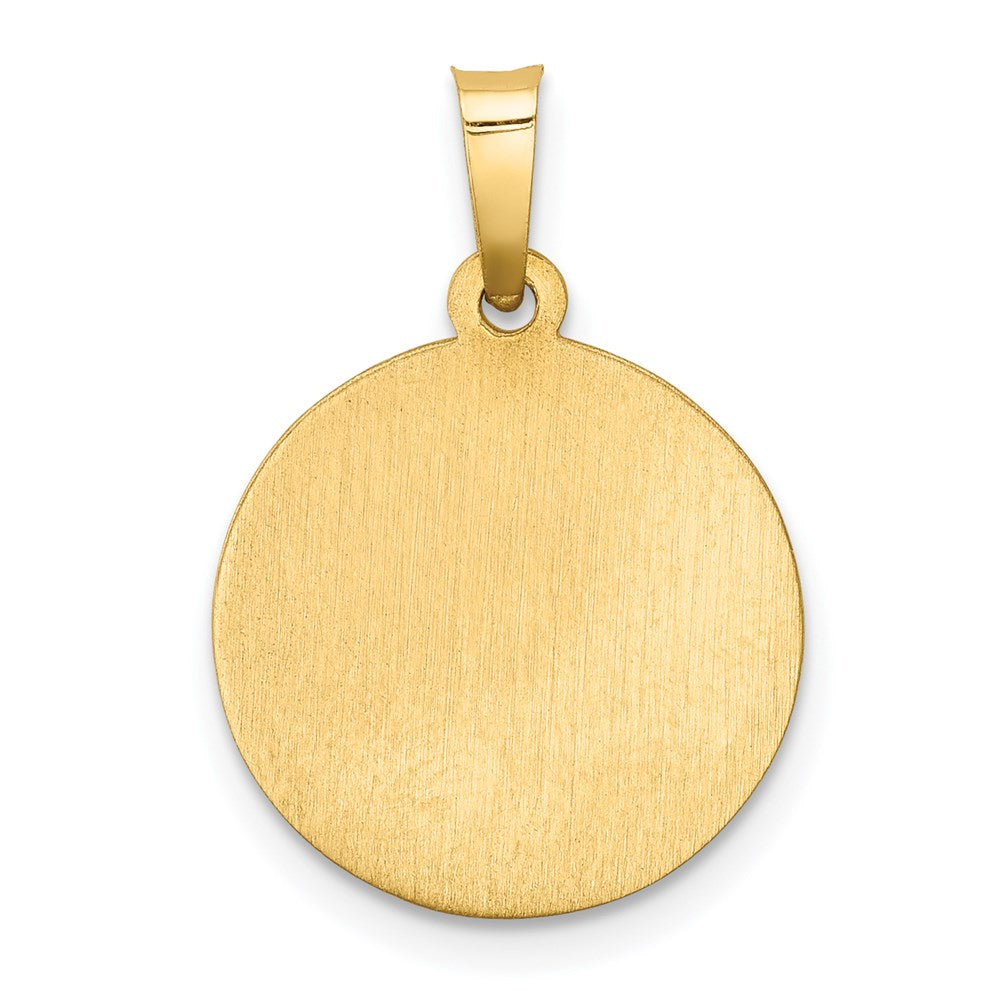 14k Yellow Gold 15 mm Polished and Satin St. Christopher Medal Hollow Pendant (0.88 grams)