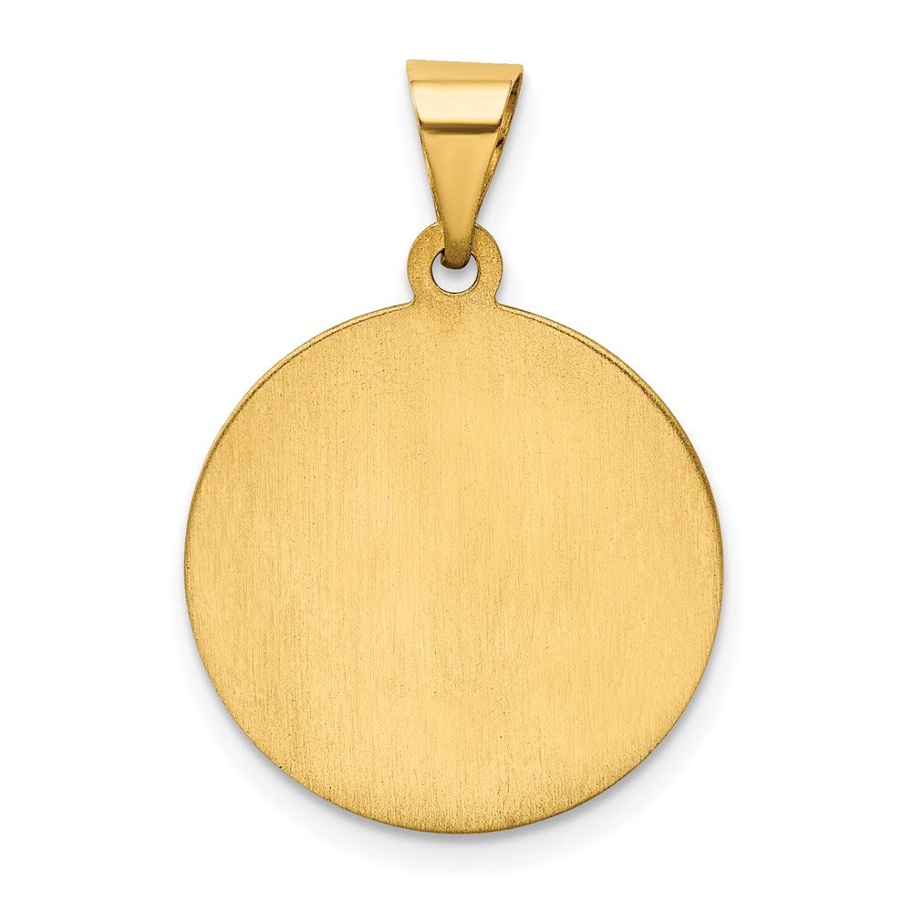 14k Yellow Gold 19.75 mm Polished and Satin St. Christopher Medal Hollow Pendant (1.3 grams)