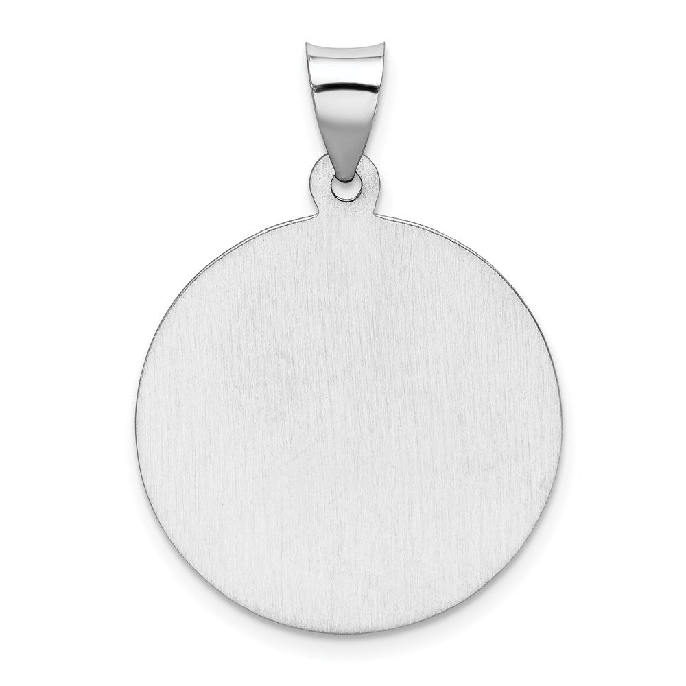 14k White Gold 22.75 mm Polished/Satin St Christopher Medal Hollow Pendant (1.83 grams)