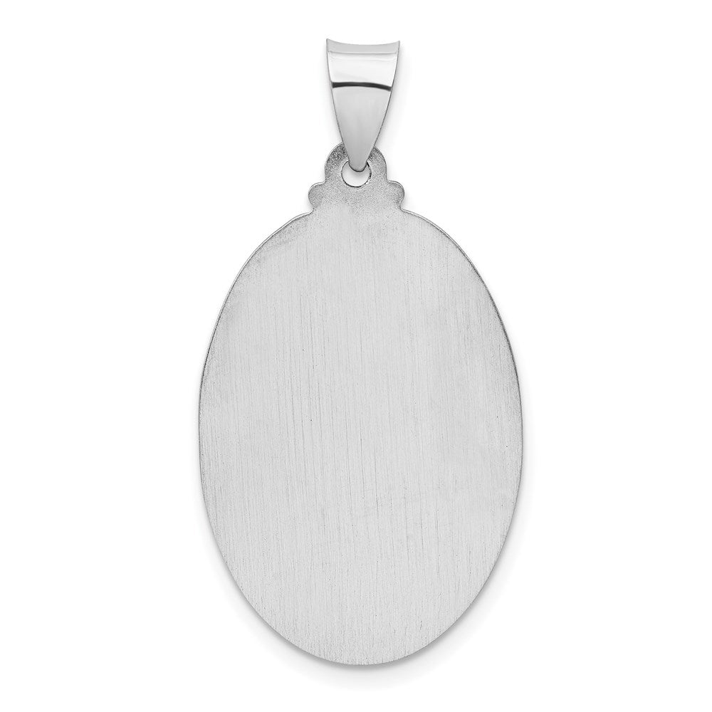 14k White Gold 18.5 mm Polished/Satin St Christopher Medal Hollow Pendant (2.18 grams)