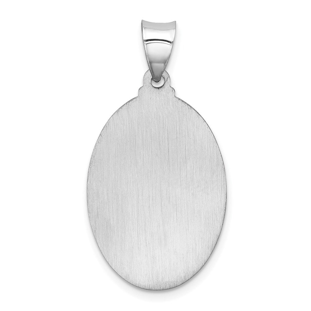 14k White Gold 17 mm Polished/Satin St Christopher Medal Hollow Pendant (1.36 grams)