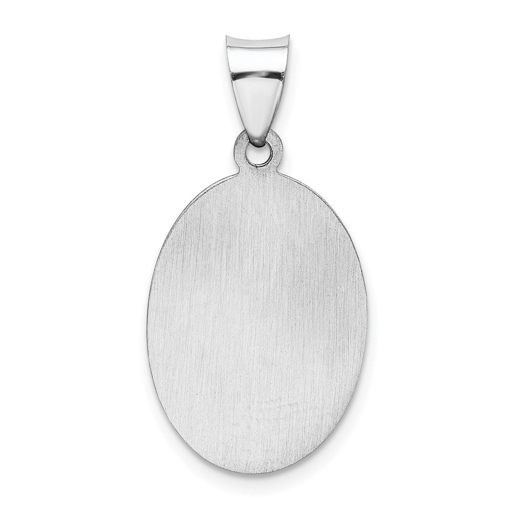 14k White Gold 15 mm Polished/Satin St Christopher Medal Hollow Pendant (1.3 grams)