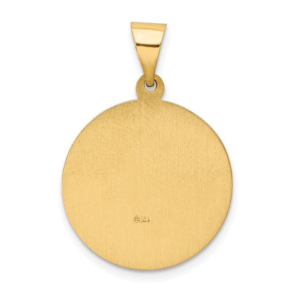 14k Yellow Gold 18.5 mm Polished and Satin St Edward Medal Hollow Pendant (1.3 grams)