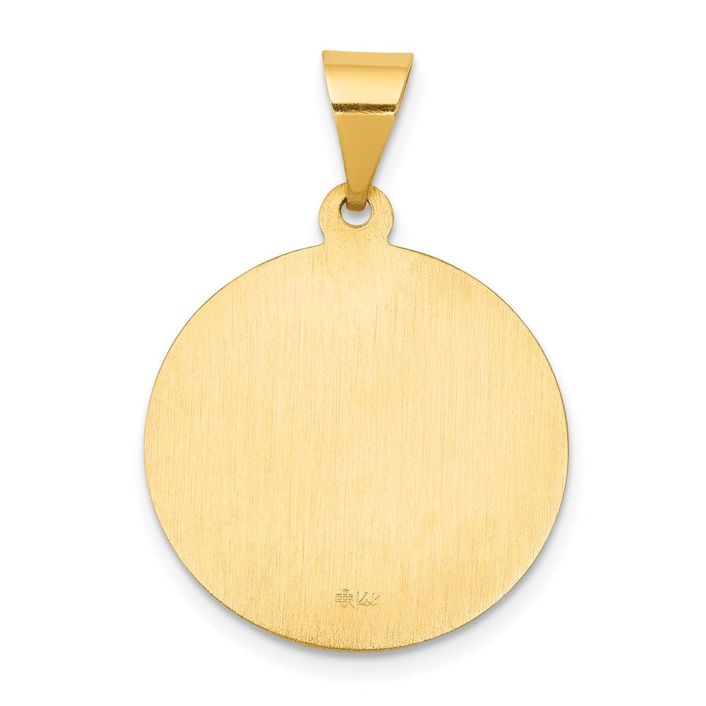 14k Yellow Gold 18.3 mm Polished and Satin St Francis Medal Hollow Pendant (1.3 grams)