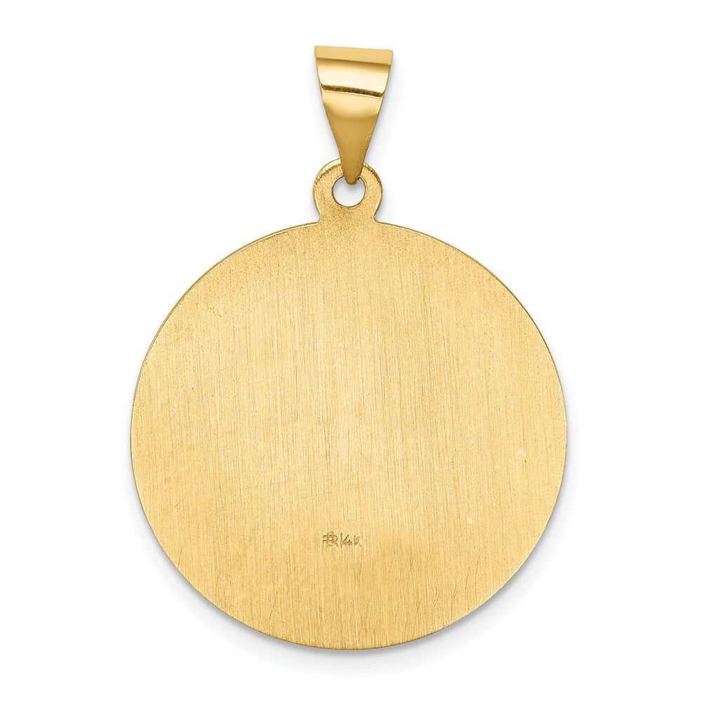 14k Yellow Gold 22.5 mm Polished and Satin St Francis Medal Hollow Pendant (1.83 grams)
