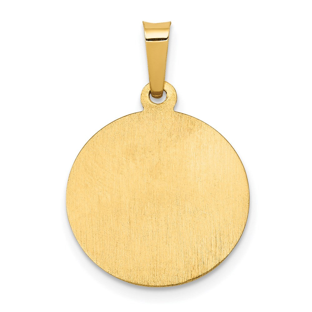 14k Yellow Gold 14.75 mm Polished and Satin St George Medal Hollow Pendant (0.88 grams)