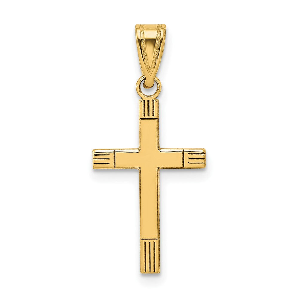 14k Yellow Gold 12 mm Laser Etched Cross Pendant (0.68 grams)