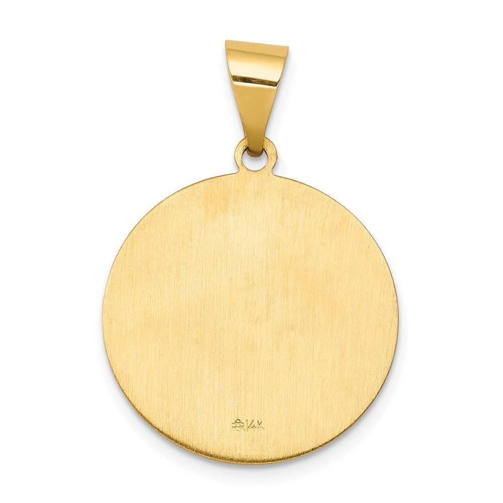 14k Yellow Gold 19.5 mm Polished and Satin St John Medal Hollow Pendant (1.3 grams)