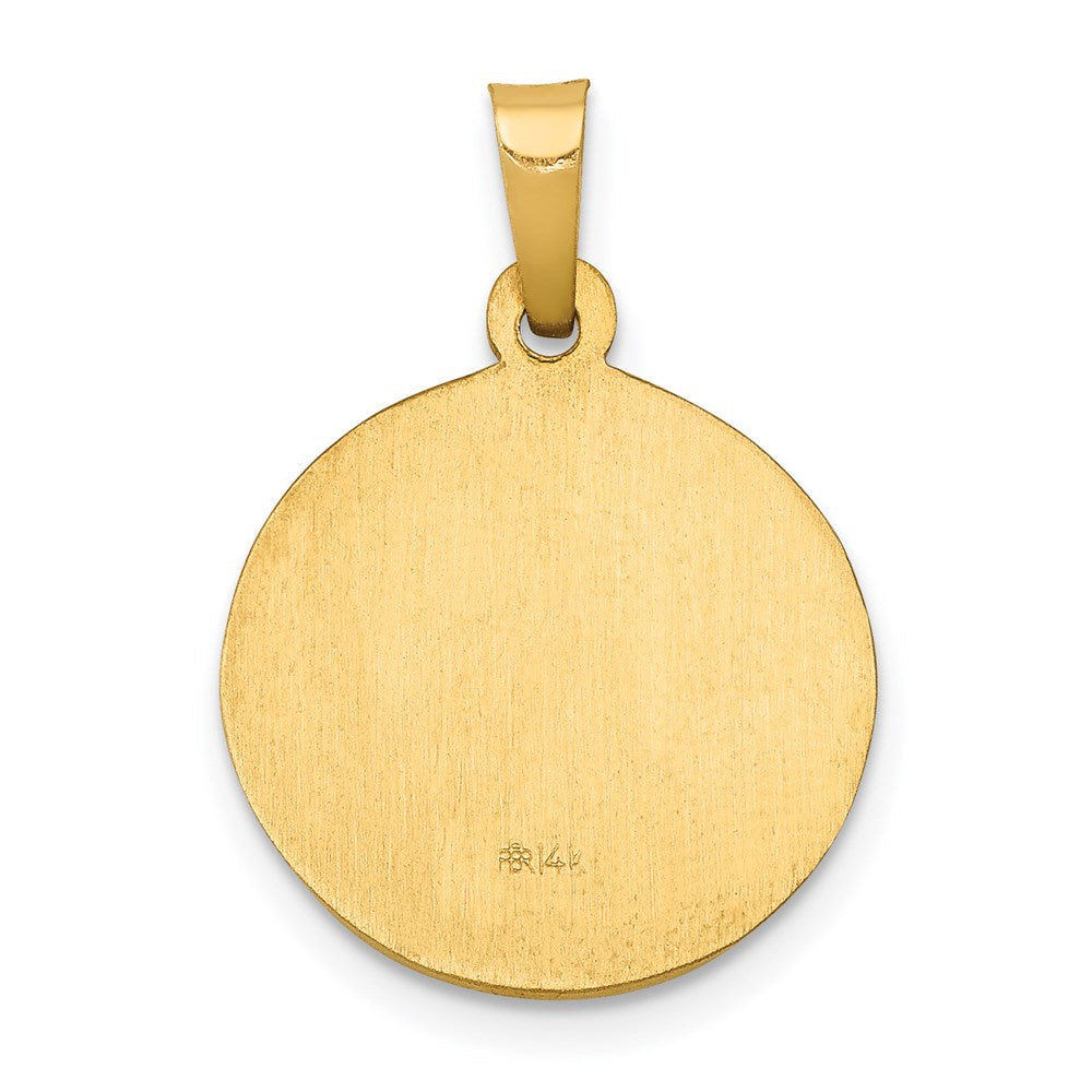 14k Yellow Gold 15 mm Polished and Satin St John Baptist Medal Hollow Pendant (0.88 grams)