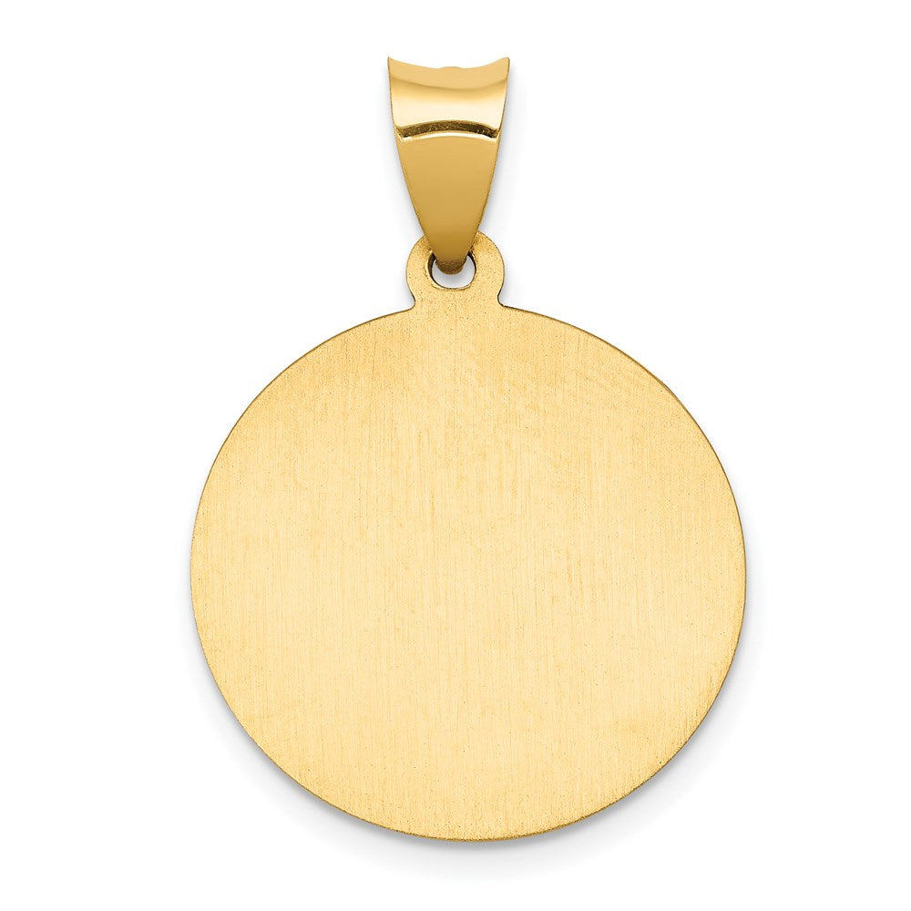 14k Yellow Gold 19 mm Polished and Satin St John Baptist Medal Hollow Pendant (1.3 grams)