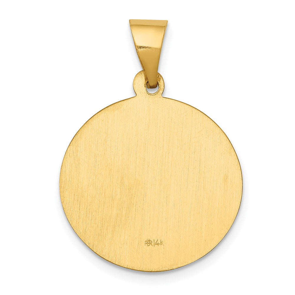 14k Yellow Gold 19 mm Polished and Satin St John Baptist Medal Hollow Pendant (1.3 grams)